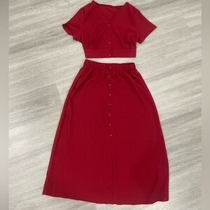 Red top and skirt set